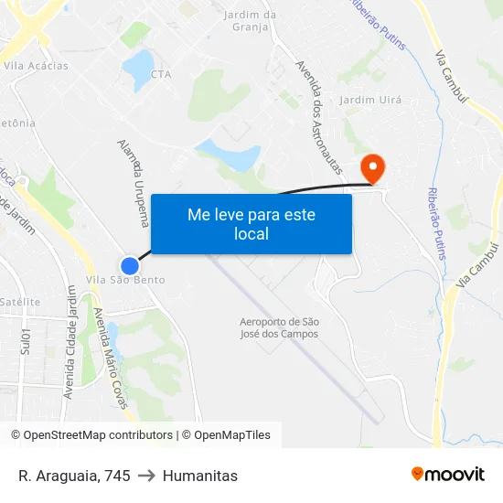 R. Araguaia, 745 to Humanitas map
