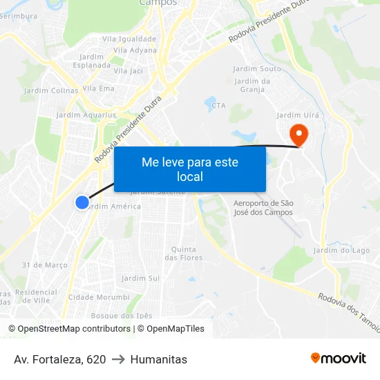 Av. Fortaleza, 620 to Humanitas map
