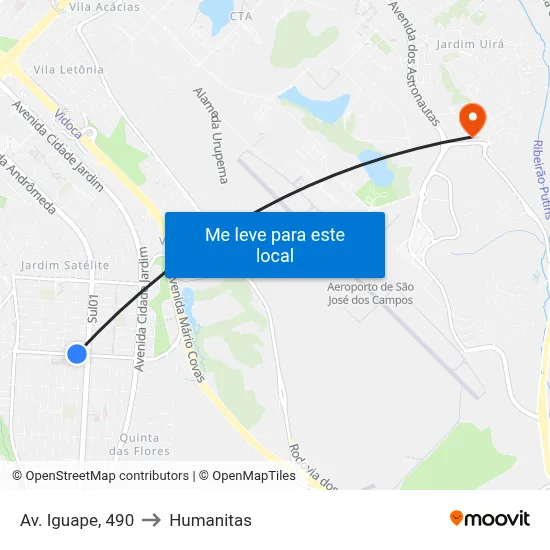 Av. Iguape, 490 to Humanitas map