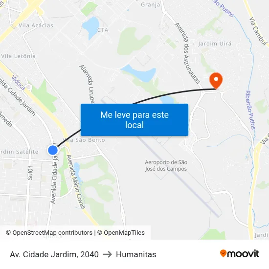 Av. Cidade Jardim, 2040 to Humanitas map