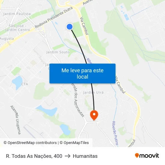 R. Todas As Nações, 400 to Humanitas map