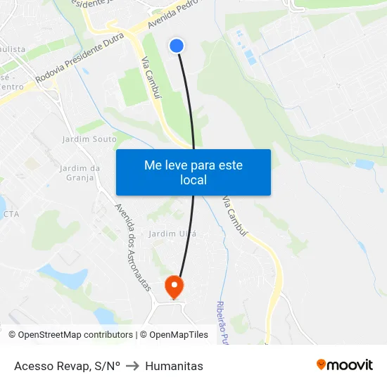 Acesso Revap, S/Nº to Humanitas map