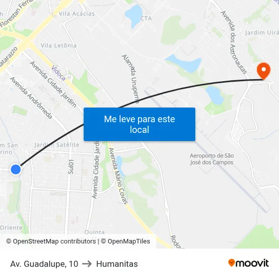 Av. Guadalupe, 10 to Humanitas map