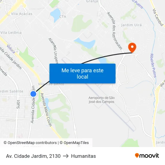 Av. Cidade Jardim, 2130 to Humanitas map
