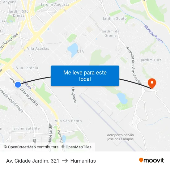 Av. Cidade Jardim, 321 to Humanitas map