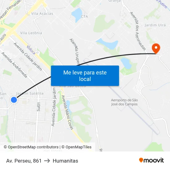 Av. Perseu, 861 to Humanitas map