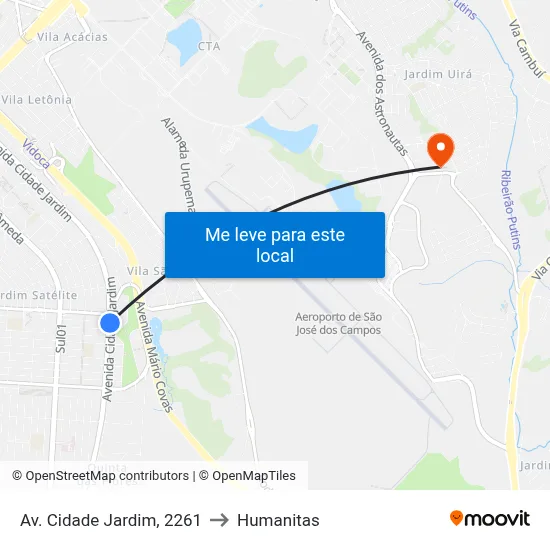 Av. Cidade Jardim, 2261 to Humanitas map