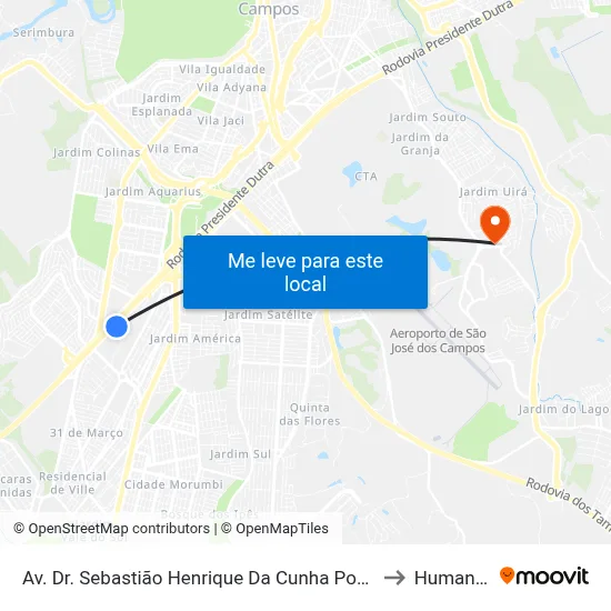 Av. Dr. Sebastião Henrique Da Cunha Pontes, 4790 to Humanitas map