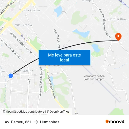Av. Perseu, 861 to Humanitas map