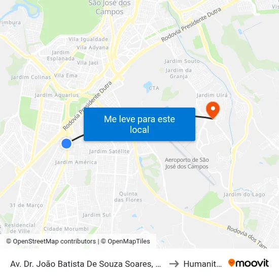 Av. Dr. João Batista De Souza Soares, 469 to Humanitas map