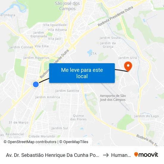 Av. Dr. Sebastião Henrique Da Cunha Pontes, 4300 to Humanitas map