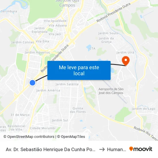 Av. Dr. Sebastião Henrique Da Cunha Pontes, 4450 to Humanitas map