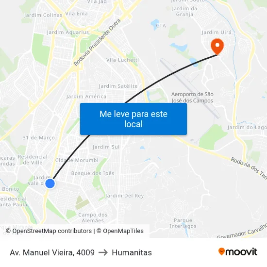 Av. Manuel Vieira, 4009 to Humanitas map