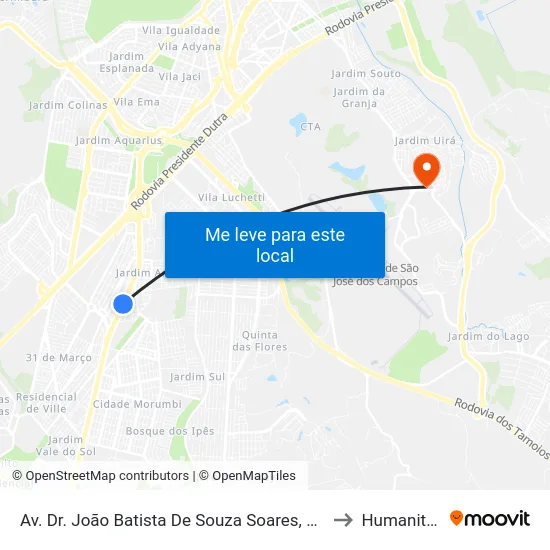 Av. Dr. João Batista De Souza Soares, 161 to Humanitas map