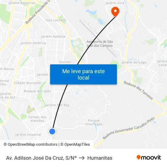 Av. Adilson José Da Cruz, S/Nº to Humanitas map