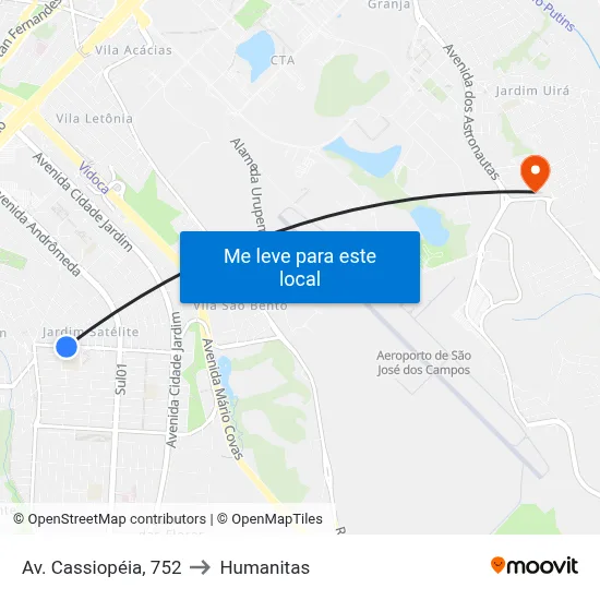 Av. Cassiopéia, 752 to Humanitas map