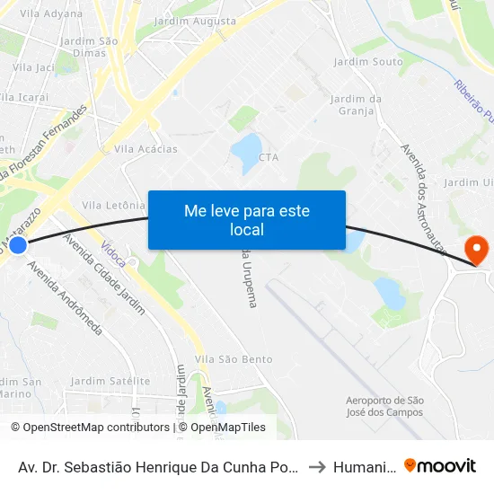 Av. Dr. Sebastião Henrique Da Cunha Pontes, Snº to Humanitas map