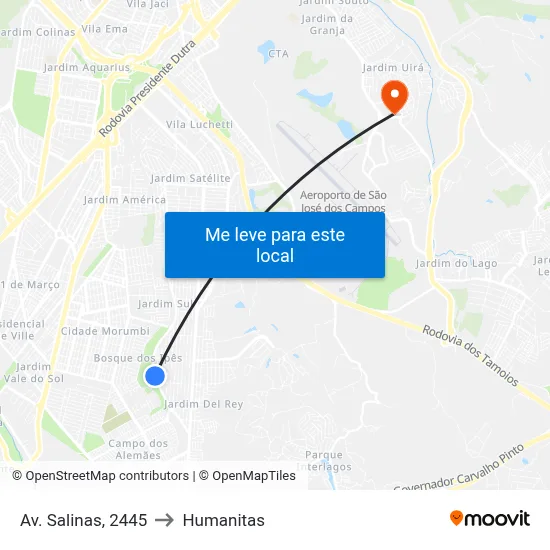 Av. Salinas, 2445 to Humanitas map