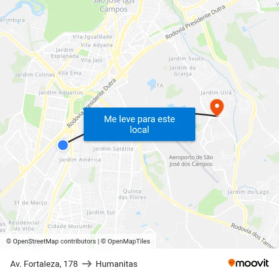 Av. Fortaleza, 178 to Humanitas map