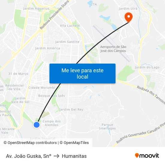 Av. João Guska, Snº to Humanitas map