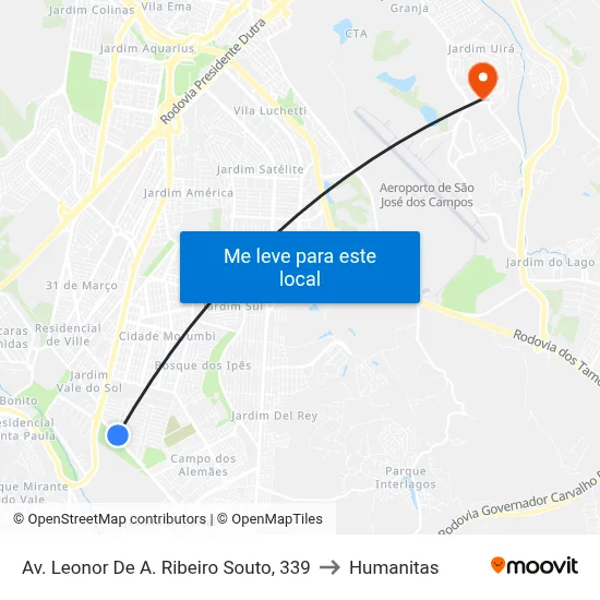 Av. Leonor De A. Ribeiro Souto, 339 to Humanitas map