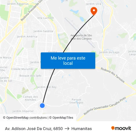 Av. Adilson José Da Cruz, 6850 to Humanitas map