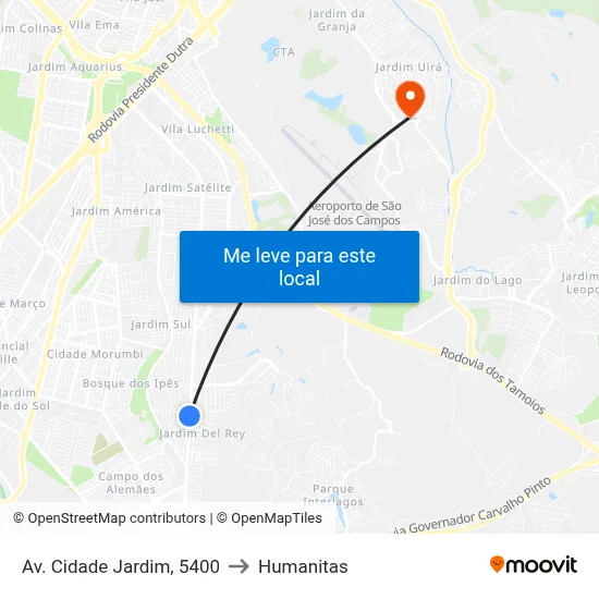 Av. Cidade Jardim, 5400 to Humanitas map