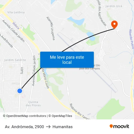 Av. Andrômeda, 2900 to Humanitas map