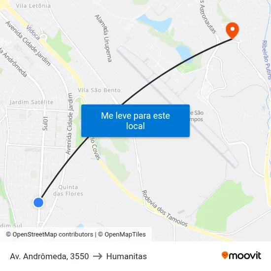 Av. Andrômeda, 3550 to Humanitas map