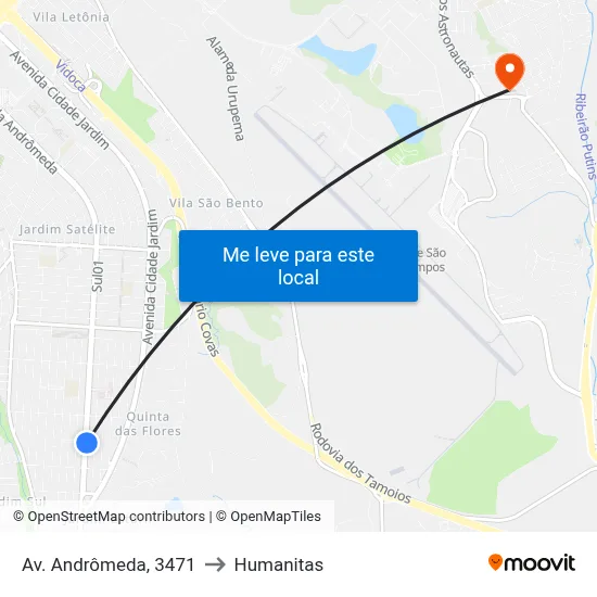 Av. Andrômeda, 3471 to Humanitas map