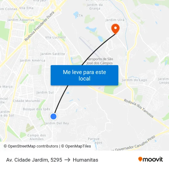 Av. Cidade Jardim, 5295 to Humanitas map