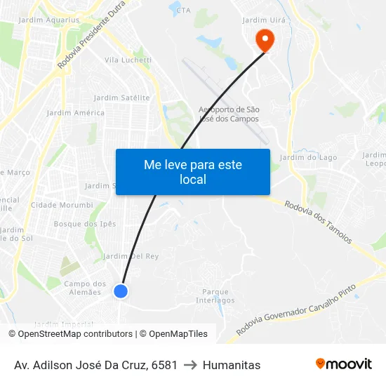 Av. Adilson José Da Cruz, 6581 to Humanitas map