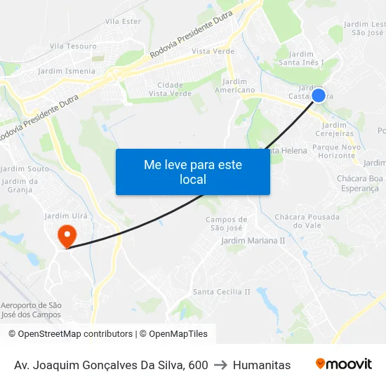 Av. Joaquim Gonçalves Da Silva, 600 to Humanitas map