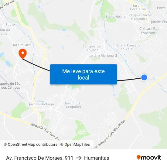 Av. Francisco De Moraes, 911 to Humanitas map