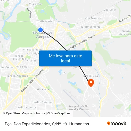 Pça. Dos Expedicionários, S/Nº to Humanitas map