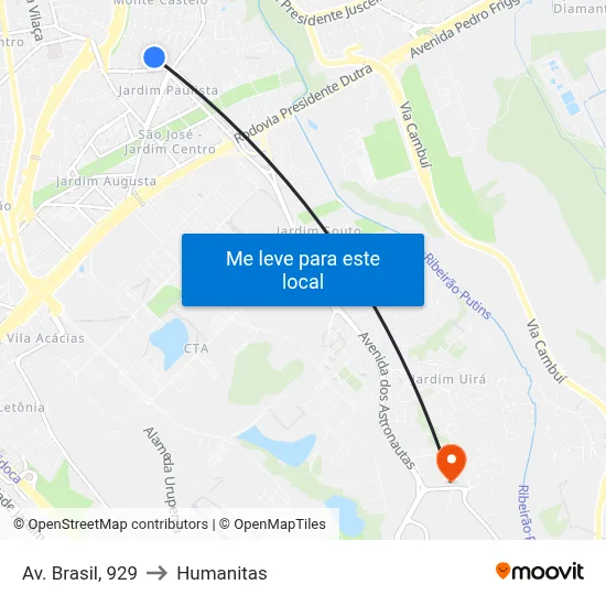 Av. Brasil, 929 to Humanitas map