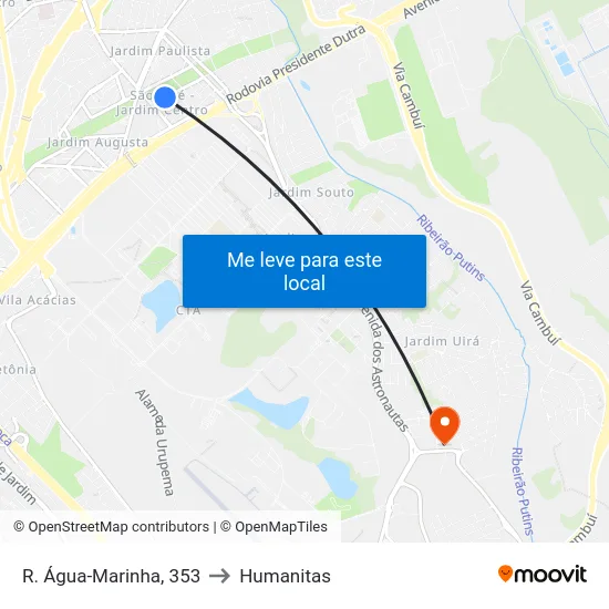 R. Água-Marinha, 353 to Humanitas map