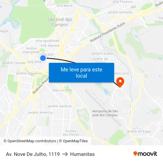 Av. Nove De Julho, 1119 to Humanitas map