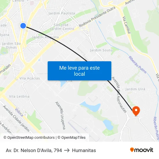 Av. Dr. Nelson D'Avila, 794 to Humanitas map