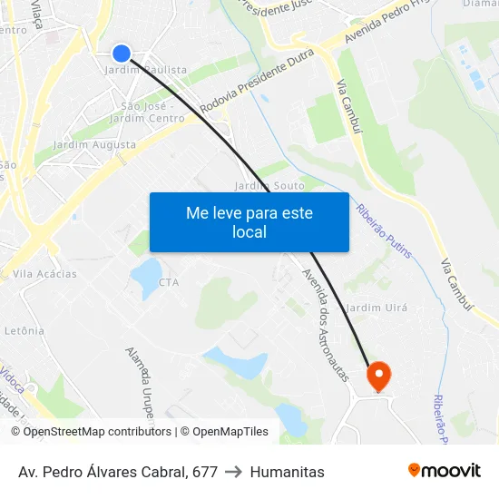 Av. Pedro Álvares Cabral, 677 to Humanitas map