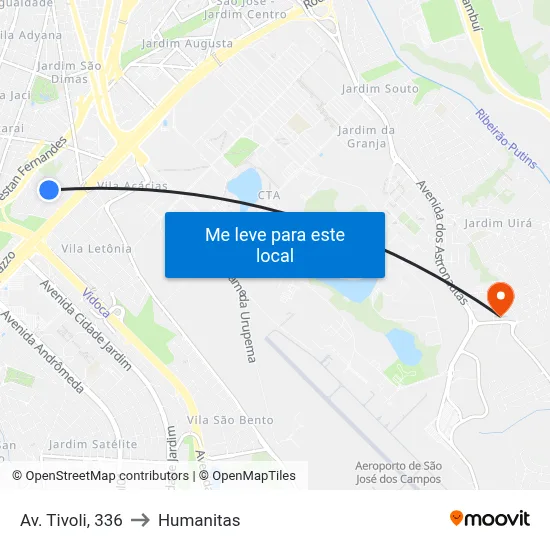 Av. Tivoli, 336 to Humanitas map