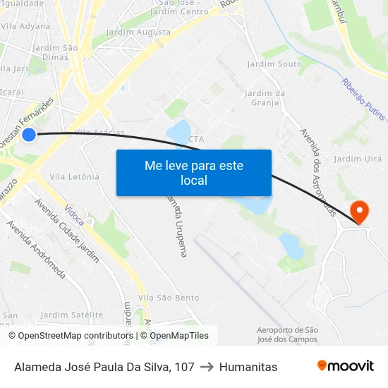 Alameda José Paula Da Silva, 107 to Humanitas map