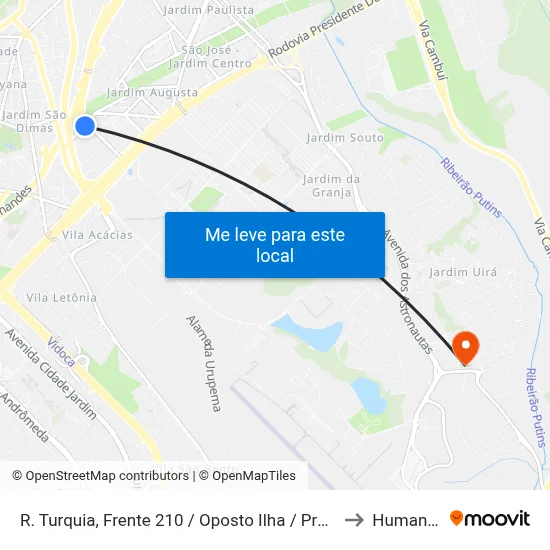 R. Turquia, Frente 210 / Oposto Ilha / Próximo 180 to Humanitas map