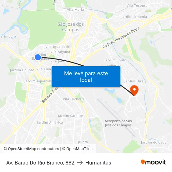 Av. Barão Do Rio Branco, 882 to Humanitas map