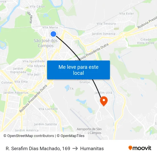 R. Serafim Dias Machado, 169 to Humanitas map