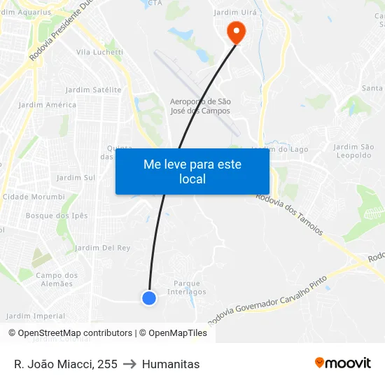 R. João Miacci, 255 to Humanitas map