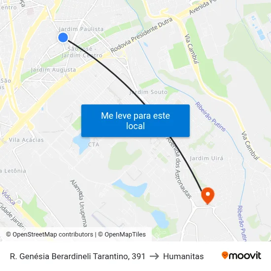 R. Genésia Berardineli Tarantino, 391 to Humanitas map