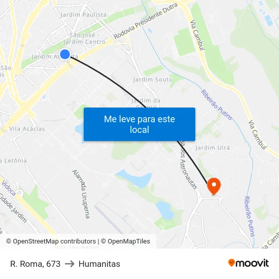 R. Roma, 673 to Humanitas map