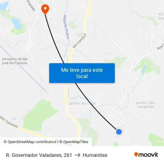 R. Governador Valadares, 261 to Humanitas map