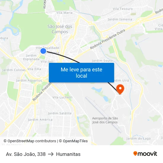 Av. São João, 338 to Humanitas map